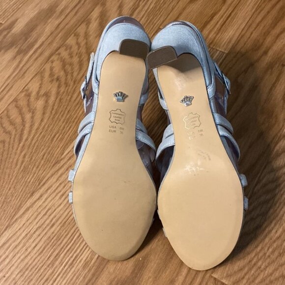 Anna-true SILVER TEXTURED METALLIC MID-HEEL STRAPPY DRESS SANDAL (Size 6M) NEW - Picture 6 of 8